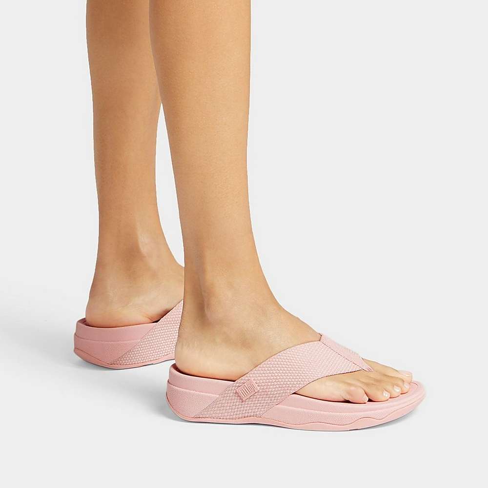 Women's Fitflop SURFA Webbing Toe-Post Sandals Pink | Ireland-97826