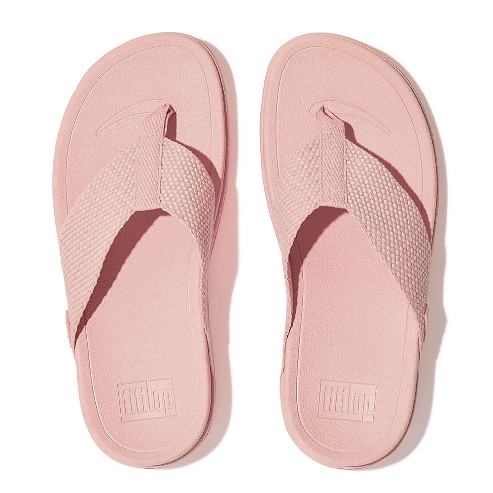 Women's Fitflop SURFA Webbing Toe-Post Sandals Pink | Ireland-97826