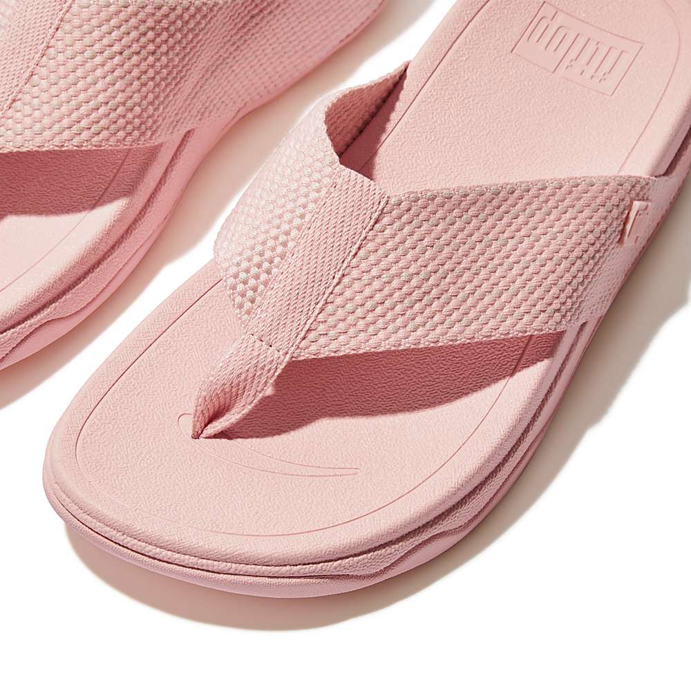 Women's Fitflop SURFA Webbing Toe-Post Sandals Pink | Ireland-97826