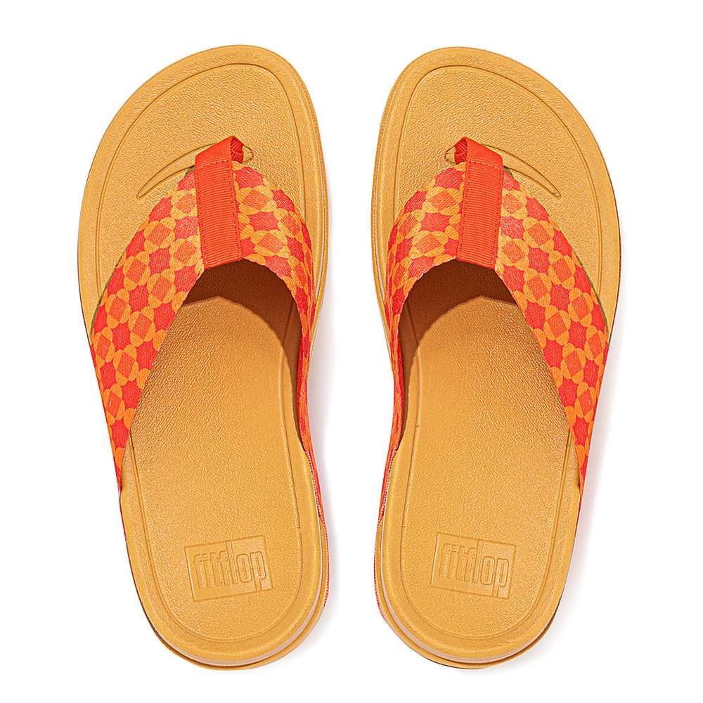 Women's Fitflop SURFA X Yinka Ilori Toe-Post Sandals Red/Orange | Ireland-37014