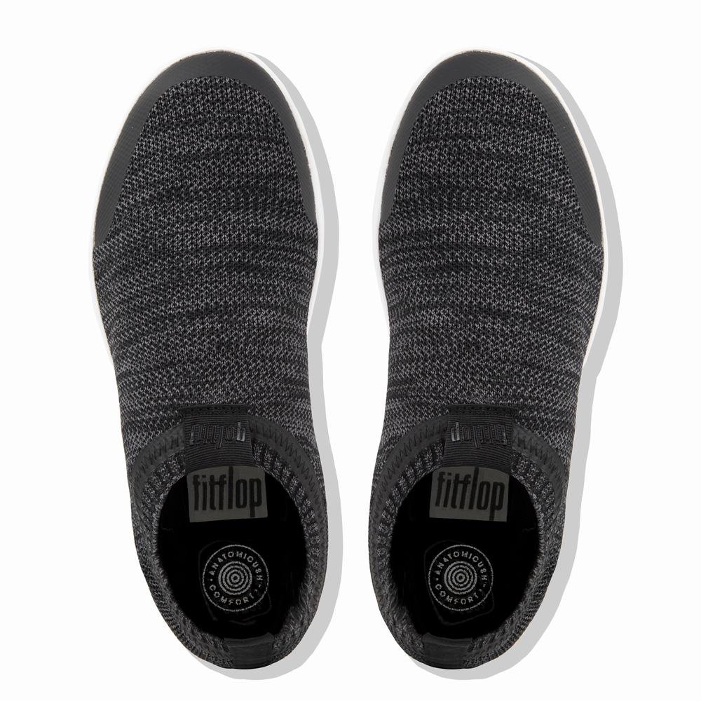 Women's Fitflop UBERKNIT Slip-On Trainers Black/Grey | Ireland-01576