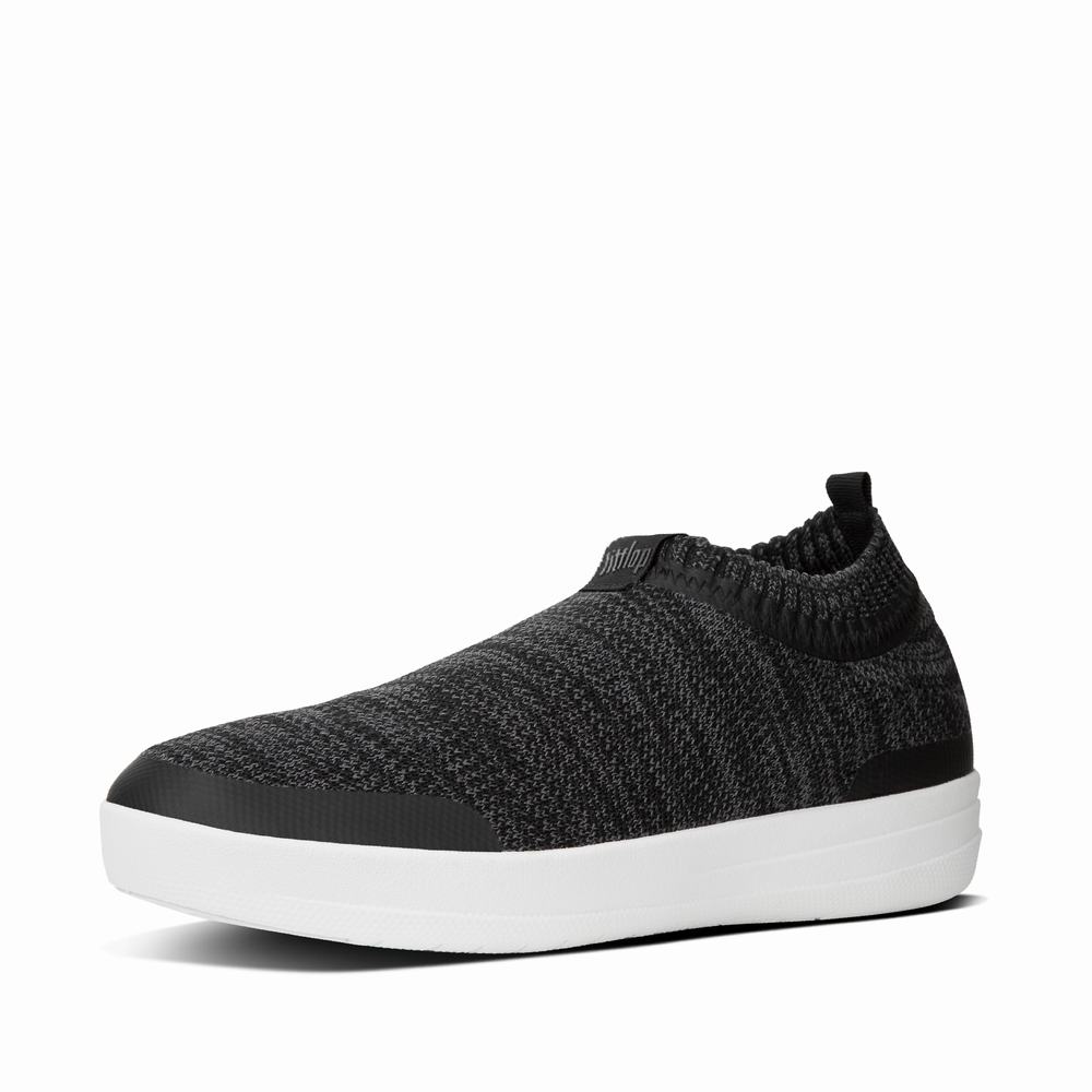 Women's Fitflop UBERKNIT Slip-On Trainers Black/Grey | Ireland-01576