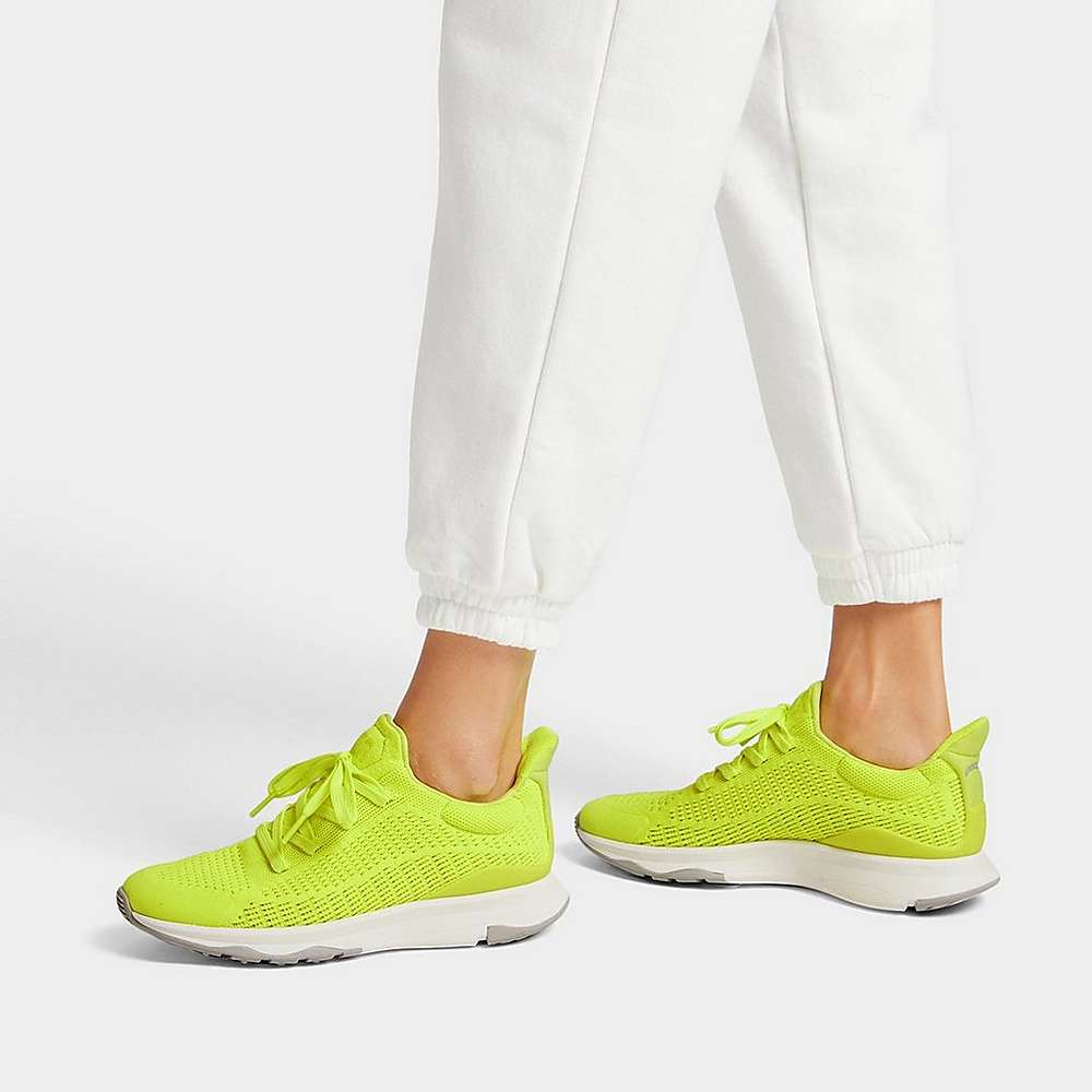 Women's Fitflop VITAMIN FFX Neon Reflective Knit Sports Trainers Yellow | Ireland-72480