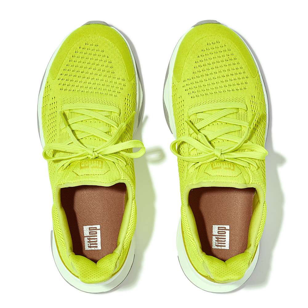 Women's Fitflop VITAMIN FFX Neon Reflective Knit Sports Trainers Yellow | Ireland-72480