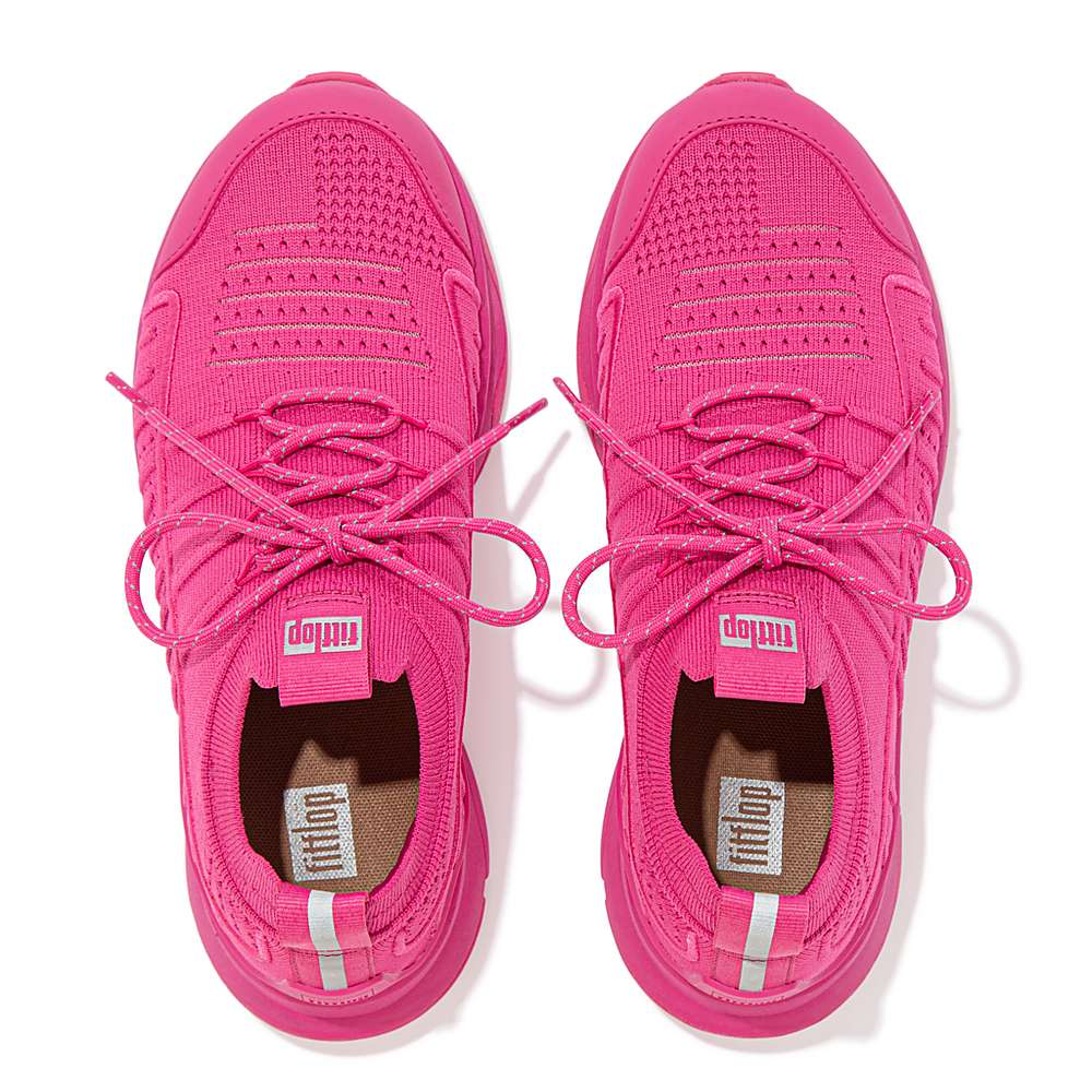 Women's Fitflop VITAMIN FF Knit Sports Trainers Fuchsia Rose | Ireland-20768