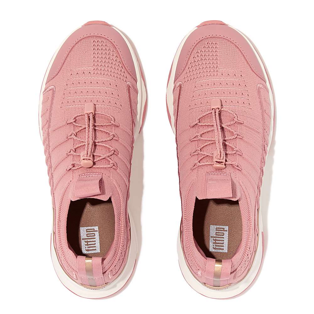 Women's Fitflop VITAMIN FF Metal-Pop Knit Sports Trainers Pink | Ireland-37695