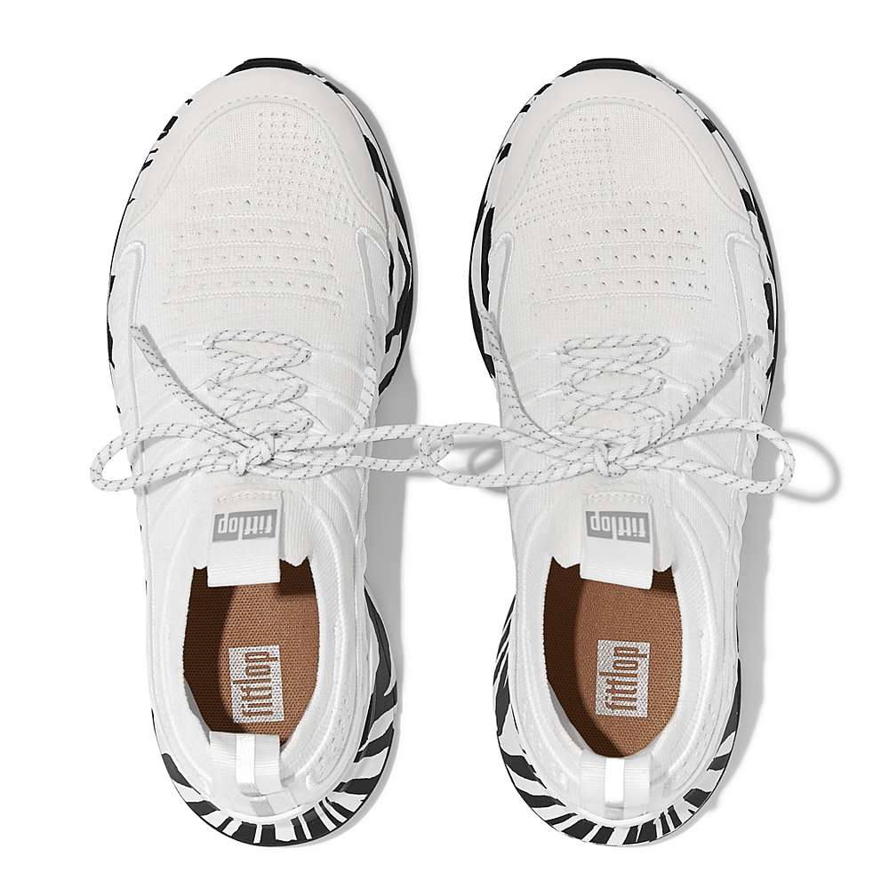 Women's Fitflop VITAMIN FF Zebra Sole Knit Sports Trainers White | Ireland-20647