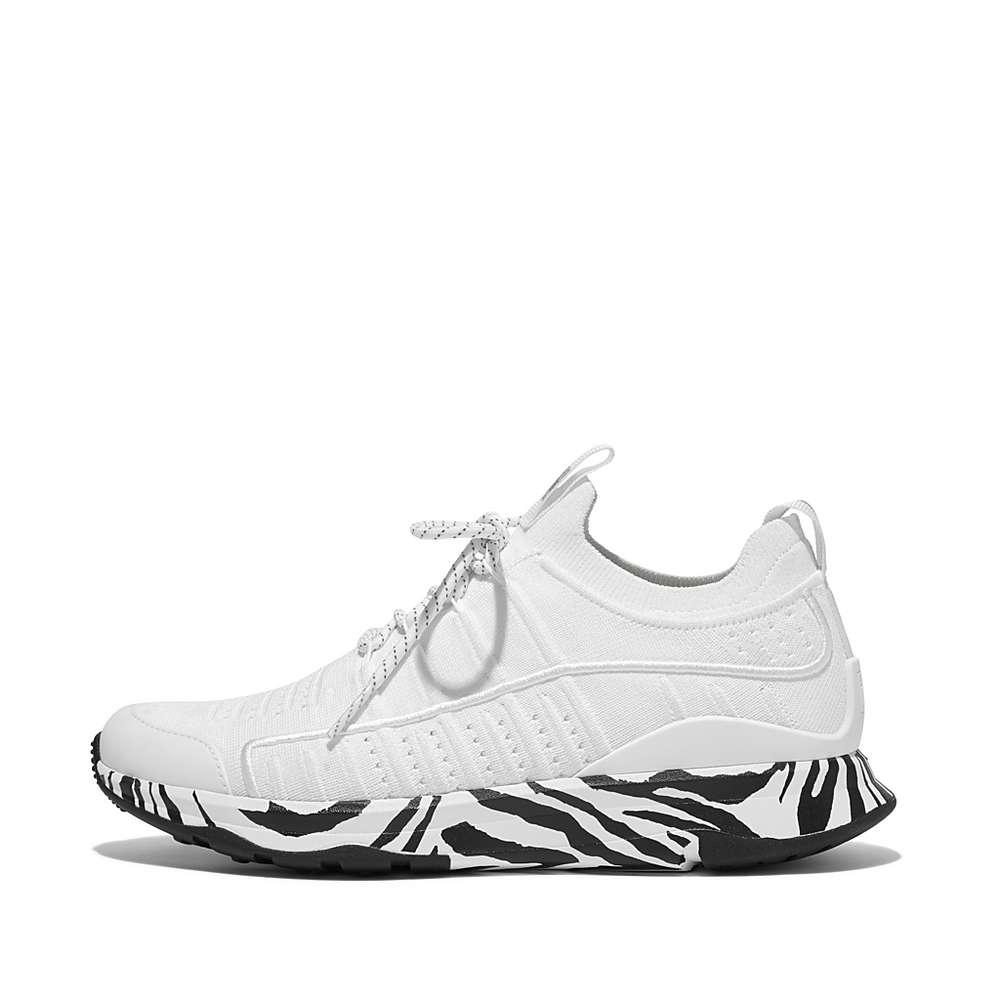 Women\'s Fitflop VITAMIN FF Zebra Sole Knit Sports Trainers White | Ireland-20647