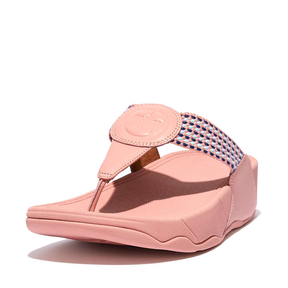 Women's Fitflop WALKSTAR Finestripe Toe-Post Sandals Pink | Ireland-48709