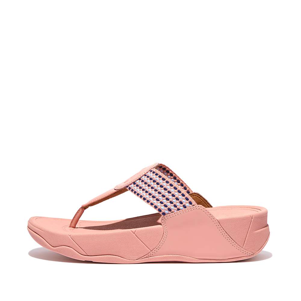 Women\'s Fitflop WALKSTAR Finestripe Toe-Post Sandals Pink | Ireland-48709