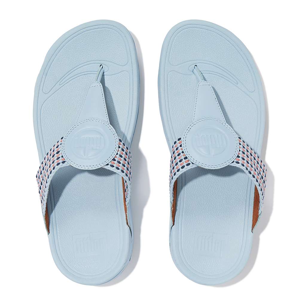 Women's Fitflop WALKSTAR Finestripe Toe-Post Sandals Blue | Ireland-64253