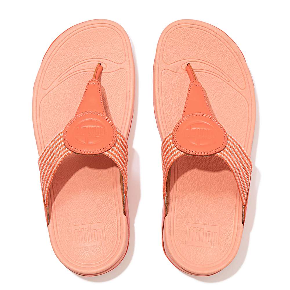 Women's Fitflop WALKSTAR Finestripe Toe-Post Sandals Orange | Ireland-70391