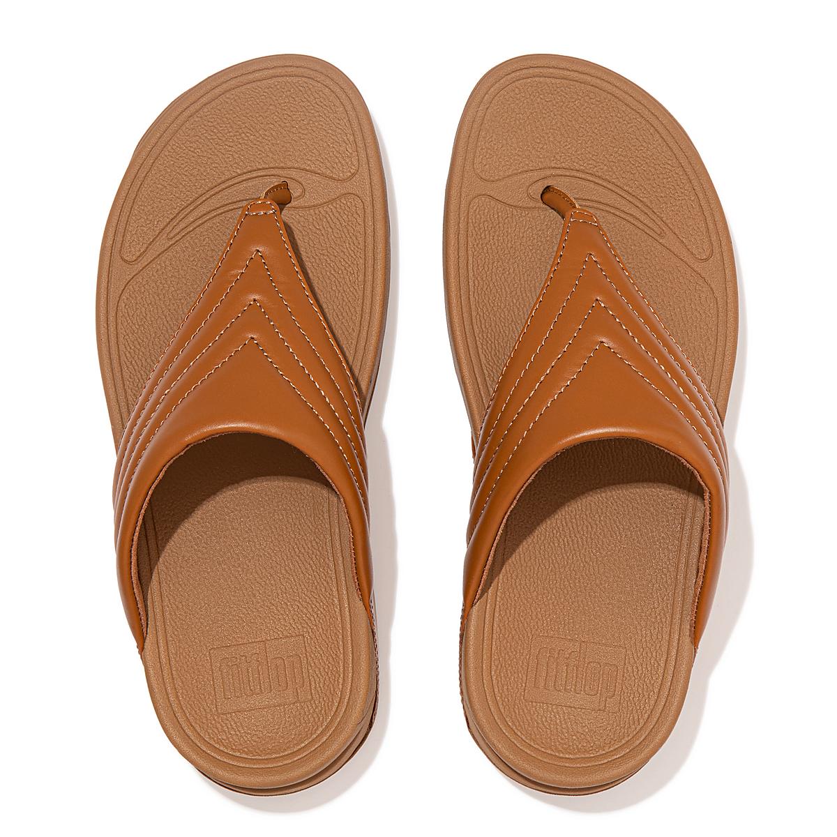 Women's Fitflop WALKSTAR Leather Toe-Post Sandals Light Brown | Ireland-20758