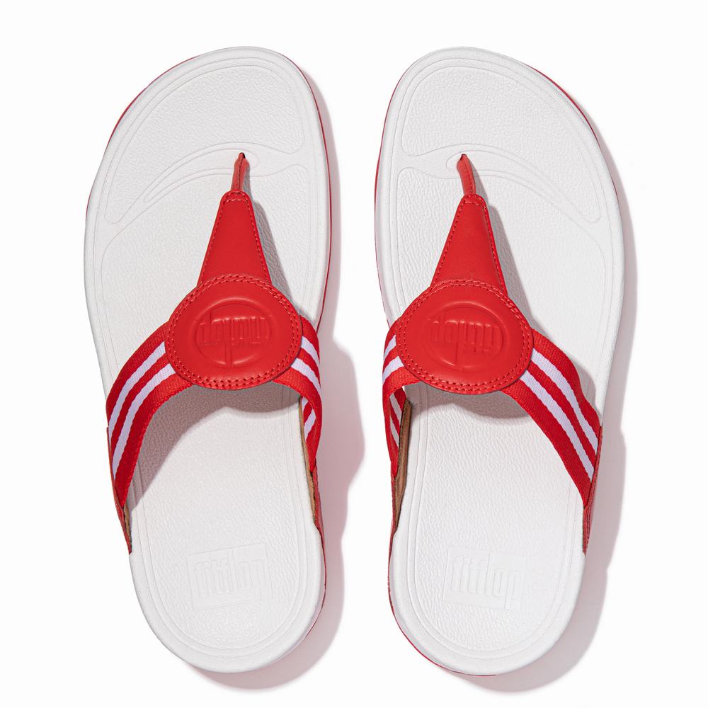 Women's Fitflop WALKSTAR Webbing Toe-Post Sandals Red | Ireland-06213