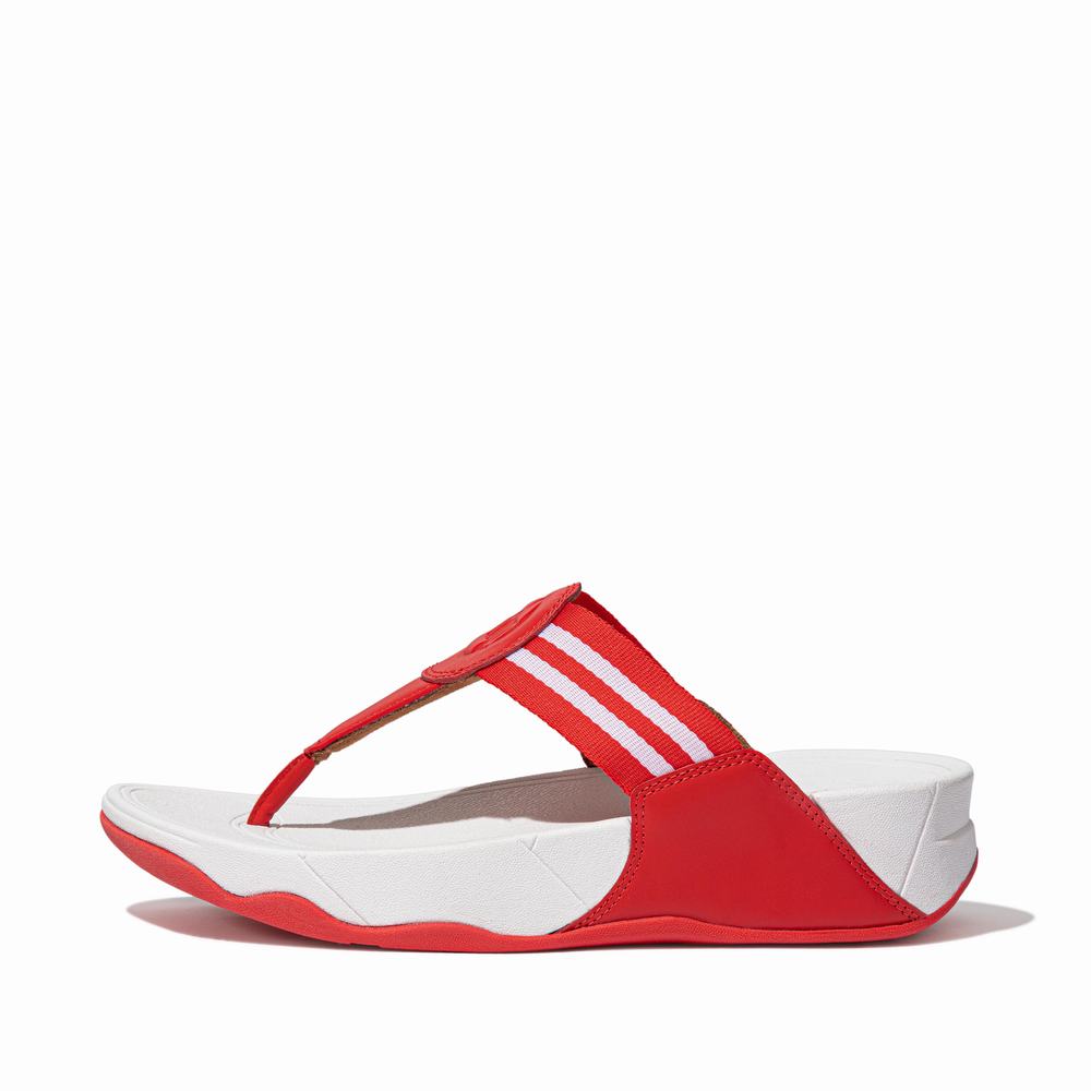 Women\'s Fitflop WALKSTAR Webbing Toe-Post Sandals Red | Ireland-06213