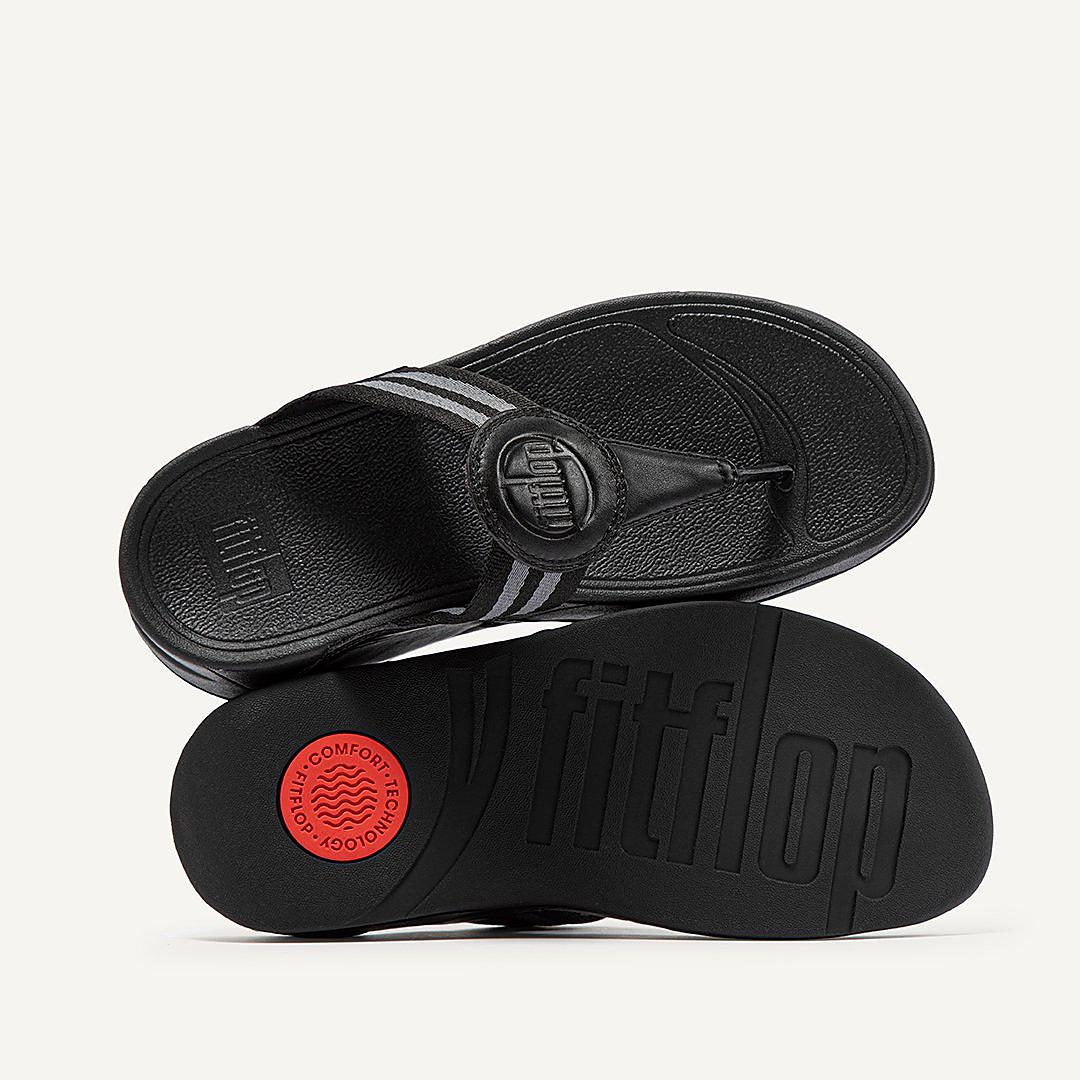 Women's Fitflop WALKSTAR Webbing Toe-Post Sandals Black | Ireland-07468