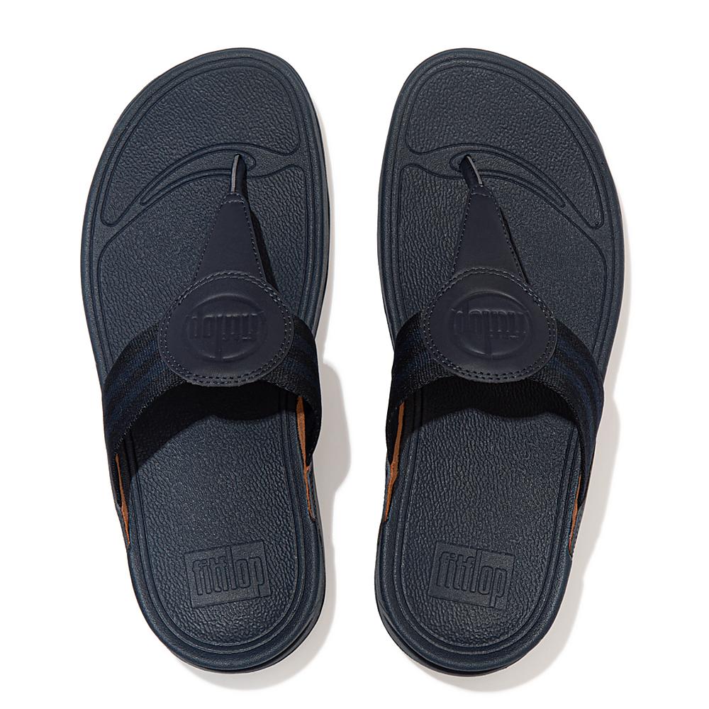 Women's Fitflop WALKSTAR Webbing Toe-Post Sandals Navy | Ireland-12695