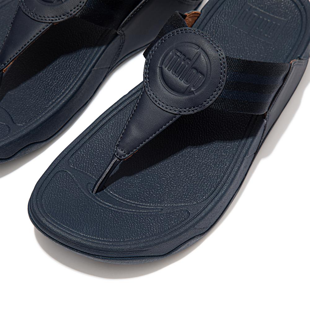 Women's Fitflop WALKSTAR Webbing Toe-Post Sandals Navy | Ireland-12695