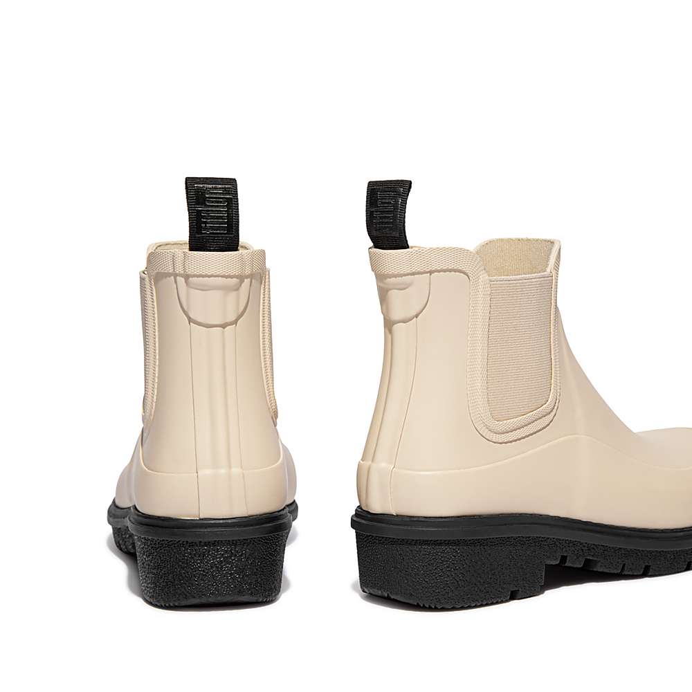 Women's Fitflop WONDERWELLY Contrast-Sole Chelsea Wellington Boots Cream | Ireland-86902