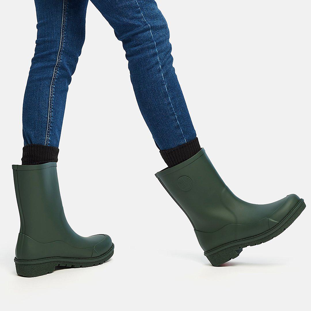 Women's Fitflop WONDERWELLY Short Wellies Deep Green | Ireland-58201