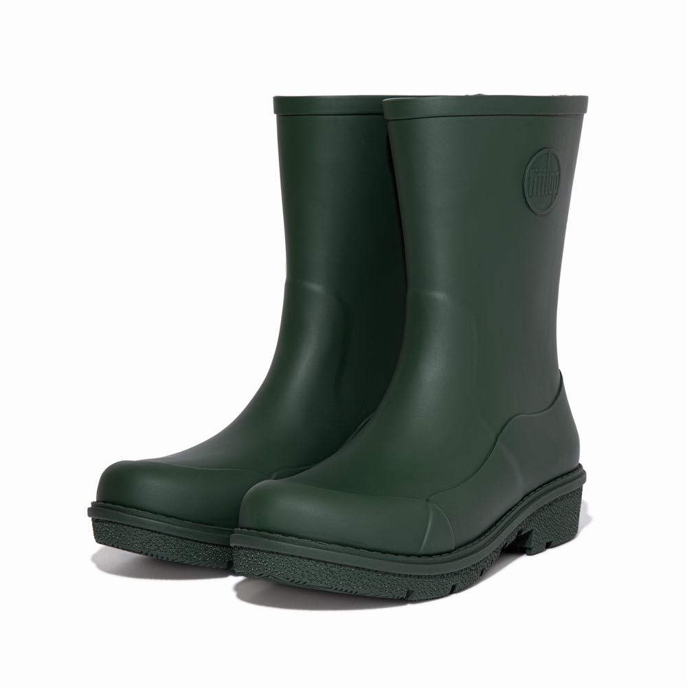 Women's Fitflop WONDERWELLY Short Wellies Deep Green | Ireland-58201